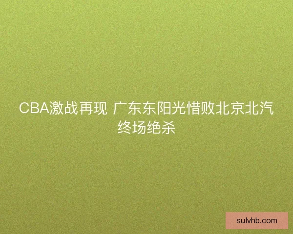 CBA激战再现 广东东阳光惜败北京北汽终场绝杀