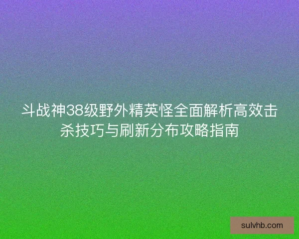 斗战神38级野外精英怪全面解析高效击杀技巧与刷新分布攻略指南